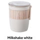 thumbnail image 5 of Bewildely Taza de desayuno de 620ml con cuchara, contenedor de agua de plástico portátil impermeable, tapa de sellado, tazas para microondas, Mostrada Blanco 620ml, 5 of 6