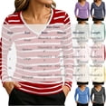 thumbnail image 5 of LIaqionyy Womens Striped Tops Long Sleeve Casual V Neck T Shirts Basic Lightweight Pullover Comfort Tee, 5 of 5