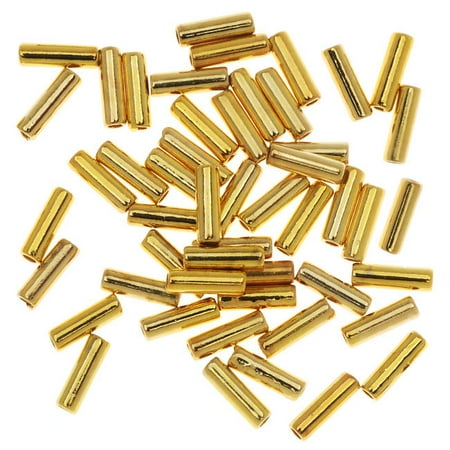 - Liquid Tube Beads, 1.5mm Diameter 5mm Long, 50 Pieces, Gold Plated
