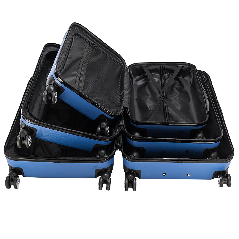 3-Piece Travel Lightweight Suitcases, ABS Trolley Case (20"/24"/28"), with Rolling Wheels, Lightweight, Large Capacity, Suitable for Travel, Dark Blue