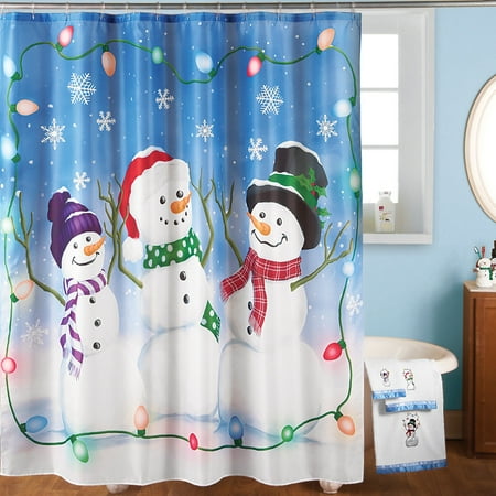 Collections Etc Snowman Trio Christmas Shower Curtain Walmart Com