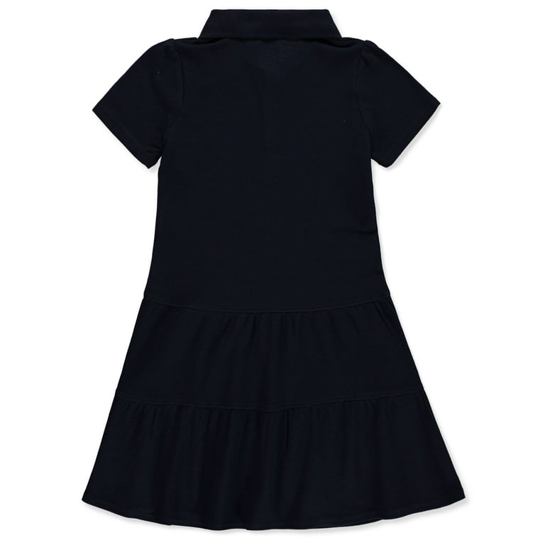 French Toast Toddler Girls School Uniform Short Sleeve Ruffle Pique Polo Dress Toddler Girls