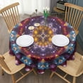 thumbnail image 3 of Colorful Tie Dye Mandala Pattern Round Tablecloth 60"x60",Wrinkle Wipeable Table Cloth for Kitchen Dining Room Picnic Patio Party, 3 of 6