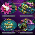 thumbnail image 4 of Colorful Feathers Mardi Gras Banner Golden Mask Carnival Backdrop Bead Necklace Star Pattern Festive Background for Mardi Gras Festival Carnival Party Holiday Gathering, 4 of 9