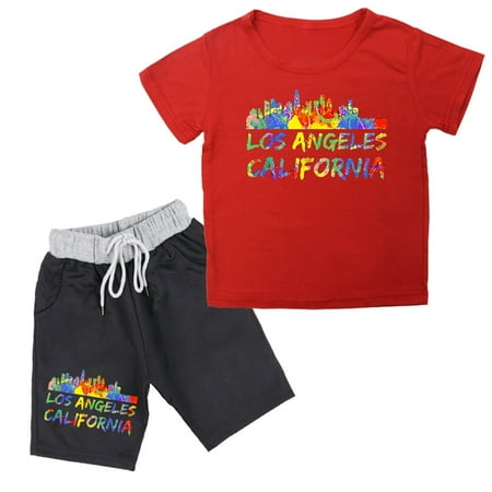 

Family Photo Outfits Fun Letter Printed Children S Set Summer Casual Loose Short Sleeved T Shirt Shorts Two Piece Set Holiday Casual Pajamas Set Red 9 Years - 10 Years