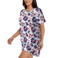 thumbnail image 2 of Susaid record rock music Skull Print Women's Pajama Set, Button-Up Sleepwear with Elastic Waist Shorts, Perfect for Lounging, Yoga, Beach, and Casual Wear-Large, 2 of 7