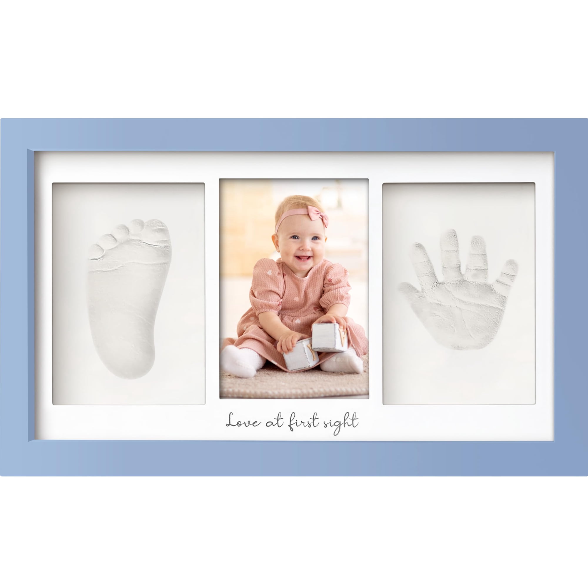 Baby Hand and Footprint Kit - Clay Handprint Keepsake Frame, Newborn Nursery Picture Frame, Personalized New Mom Gifts for Baby First Christmas Shower (Auburn)