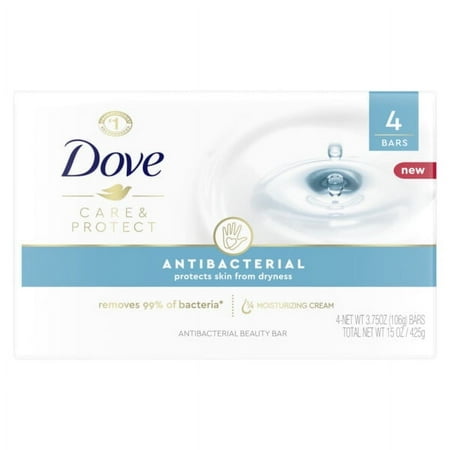 Dove Beauty Bar Women'S Bath Soap Antibacterial Care All Skin Unscented, 3.75 Oz 4 Bars