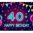 thumbnail image 3 of Neon Style 40th Birthday Banner Colorful Balloons Bunting Party Background Decor Photography Props Birthday Decoration Party Supplies, 3 of 7