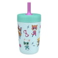 thumbnail image 3 of Zak Designs 12oz Super Kitties Kids Straw Tumbler, Stainless Steel Vacuum Insulated Kincaid Tumbler with Silicone Straw Utilizing Leak-Proof Valve, Travel Straw Tumbler, 3 of 9