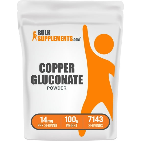 BulkSupplements Copper Gluconate Powder - 14mg per Serving (2mg of Copper) - 100 Grams (3.5 oz)
