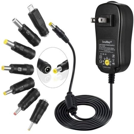 SoulBay Multi Voltage Universal AC/DC Adapter with 8 Tips, 3V to 12V 2A Regulated Switching Power Adapter for Home Electronics DVD Player DVR Camera Tablet Radio