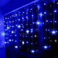 thumbnail image 1 of Bleu Guirlandes Lumineuses Rideau, Rideau Lumière, LED Etoilée, LED string light, 96erLED 3.5M Guirlande d'Eclairage,Guirlande LED décoration de Fenêtre, Noël, Anniversaire, Patio, 1 of 5