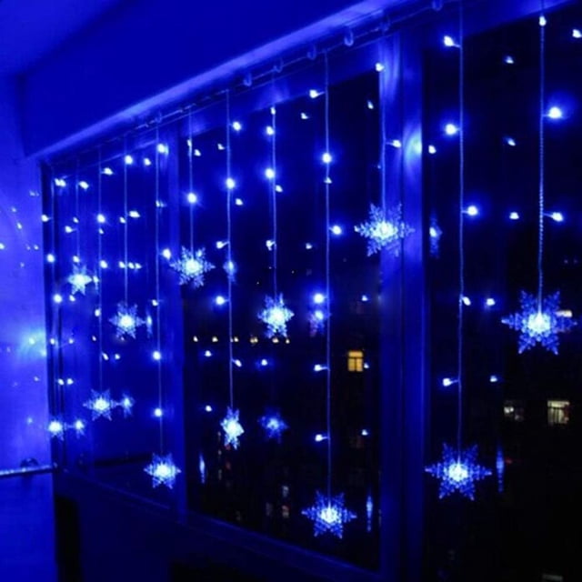 Bleu Guirlandes Lumineuses Rideau, Rideau Lumière, LED Etoilée, LED string light, 96erLED 3.5M Guirlande d'Eclairage,Guirlande LED décoration de Fenêtre, Noël, Anniversaire, Patio