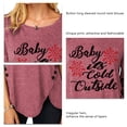 thumbnail image 4 of Blusa Estampado Cuello Redondo Dobladillo Irregular Botón Manga Larga Tops De Moda Para Mujer Rojo Parduzco S, 4 of 5