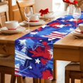 thumbnail image 5 of Blue Red USA Flag Table Runner 72 Inches, Abstract Navy Blue Oil Paint 4th of July Bed Runner Dresser Scarves Tabletop for Indoor Outdoor Parties/Ceremony/Banquet, 14" x 72", 5 of 9