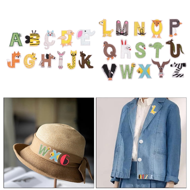 36PCS Random Assorted Embroidered Letter Number Iron on Applique