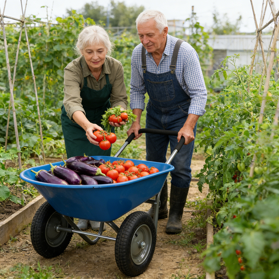 Two-Wheeled Blue Garden Wheelbarrow WB189BL with 15 Inch Pneumatic Wheels