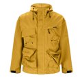 thumbnail image 6 of Brondbend Men Waterproof Jacket Men Solid Color Zipper Long Sleeved Pocket Drawstring Hooded Workwear Windproof Outdoor Hiking Suit Jacket Loose Fit Trendy Versatile,Yellow, 6 of 6