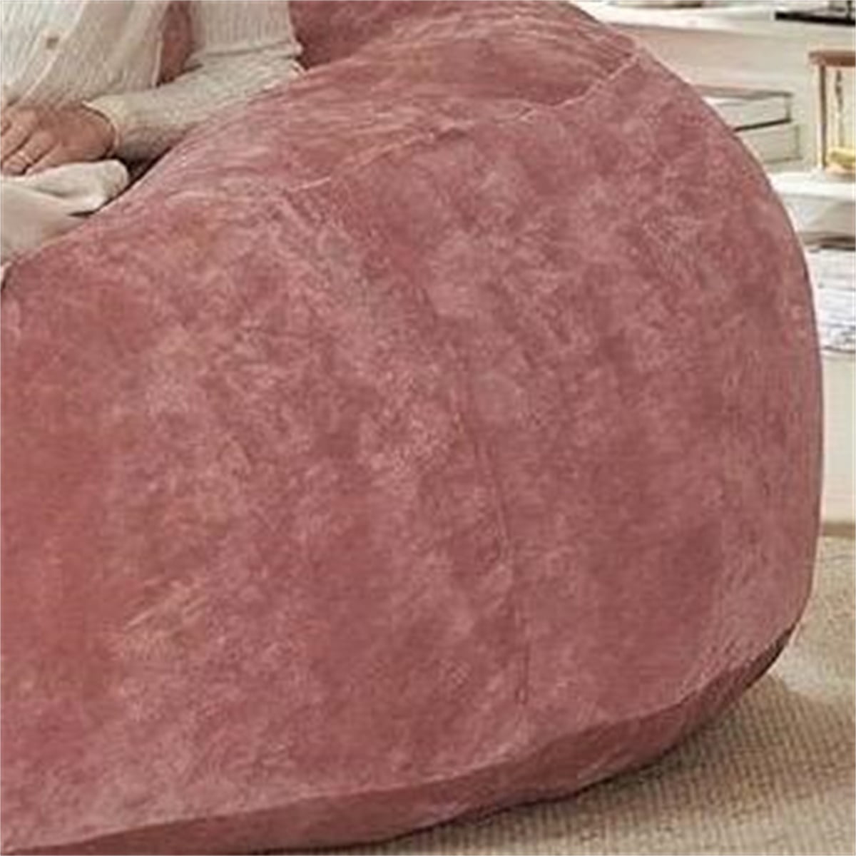 Hommoo 6FT Bean Bag Chair, Memory Foam Filling Soft Sofa with Flannel Cover, Round Sofa for Living Room, Bedroom, College Dorm, Pink