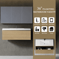thumbnail image 2 of 36 Inch Floating Bathroom Vanity with Sink Combo, Wall Mounted Storage Cabinet with Soft Close Drawers and Glossy White Solid Surface Basin in Natural Oak Finish for Modern Small Bathrooms, 2 of 9