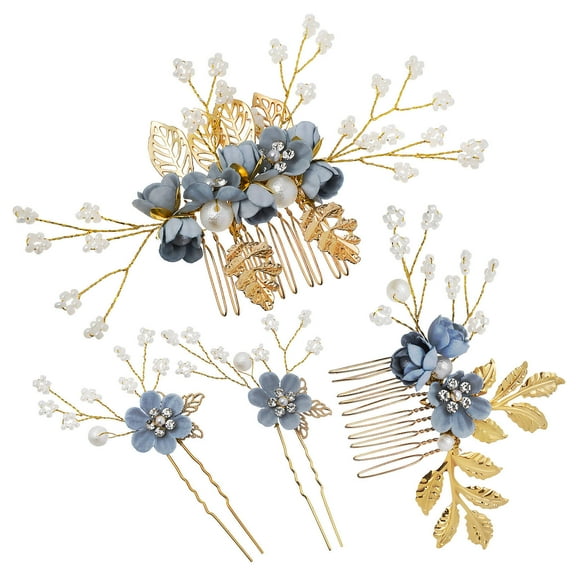 BESTYASH Flower Hair Side Combs Set with Rhinestones for Weddings Special Occasions Bridal Accessories