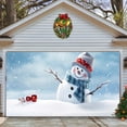 thumbnail image 3 of Christmas Decorations, Christmas Garage Door Decoration Christmas Garage Door Banner Mural Cover 7 X 16 Feet Large Snowman Sign for Christmas Holiday Party Flags Expansion Pack Cards Sequin Banner, 3 of 5
