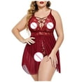 thumbnail image 7 of Aboser Womens Strappy Negligee Nightgowns Plus Size Lingerie Negligee Spaghetti Strap Lace Sleepdress See Through Chemise Nightshirt Flowy Sleeveless Backless Loungewear, 7 of 7