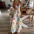 thumbnail image 5 of Vestido de Verano Casual sin Mangas Impreso Correa de Cuello en V Vestido de Sol Largo para las Mujeres, Vestido de Vacaciones Suelto, 5 of 5