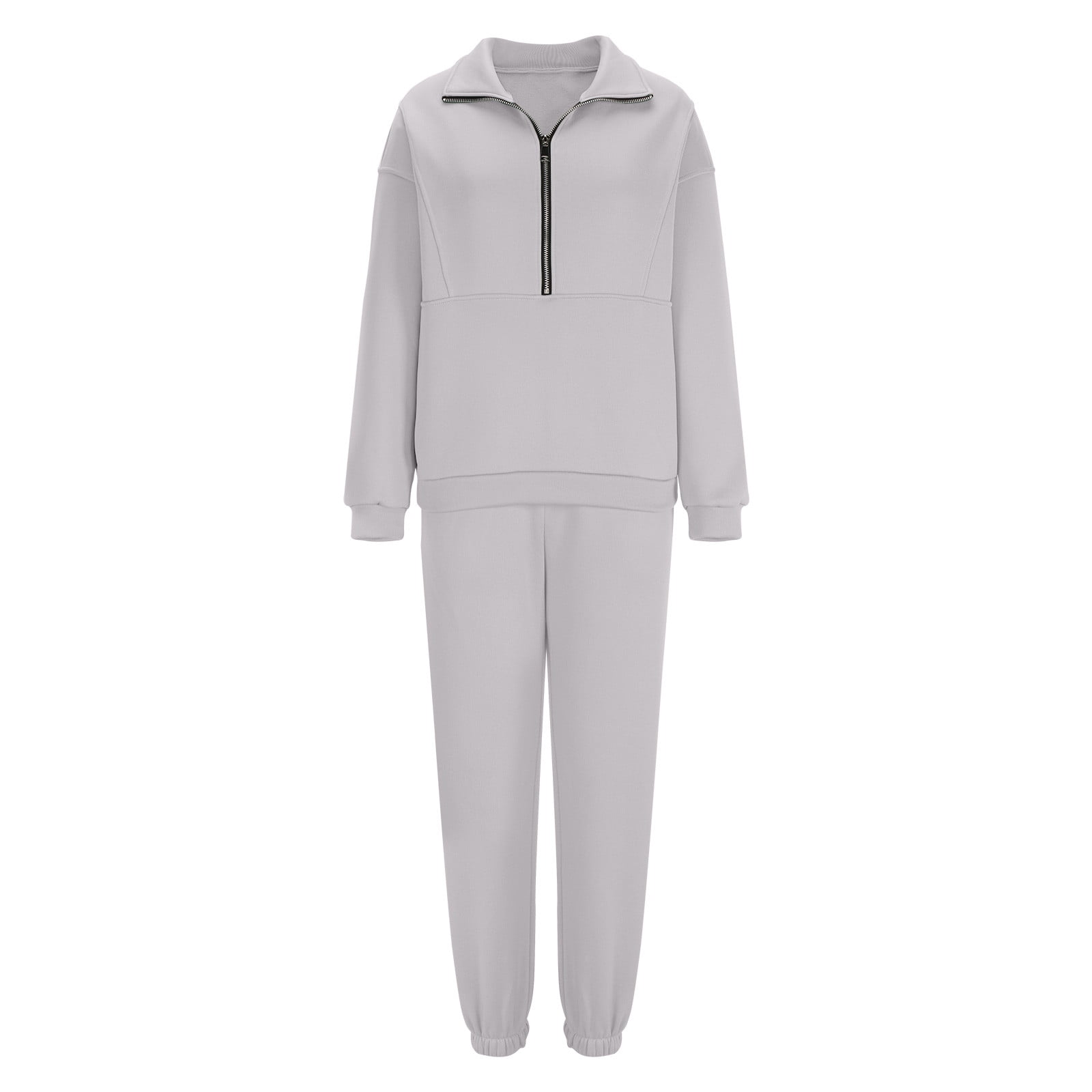 QATAINLAV Womens 2 Piece Outfits Long Sleeve Sweatsuits Sets Solid Casual Half Zip Sweatshirts and Joggers Sweatpants Fall Clothes Ofertas en Walmart Gray XL