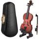 thumbnail image 1 of FELTECHELECTR juego de violín en miniatura de madera con soporte, arco y estuche. Modelo de instrumento musical., 1 of 4