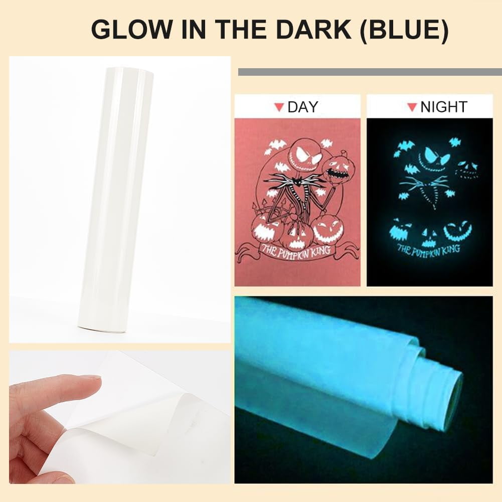 2M 3D Puff Heat Transfer Vinyl 10"x6.5FT White Puffy HTV Iron on Vinyl Glowing Blue Putty Vinyl Heat Press Foaming Vinyl for T-Shirt Clothes Pillows Bag Textile Fabric DIY Designs
