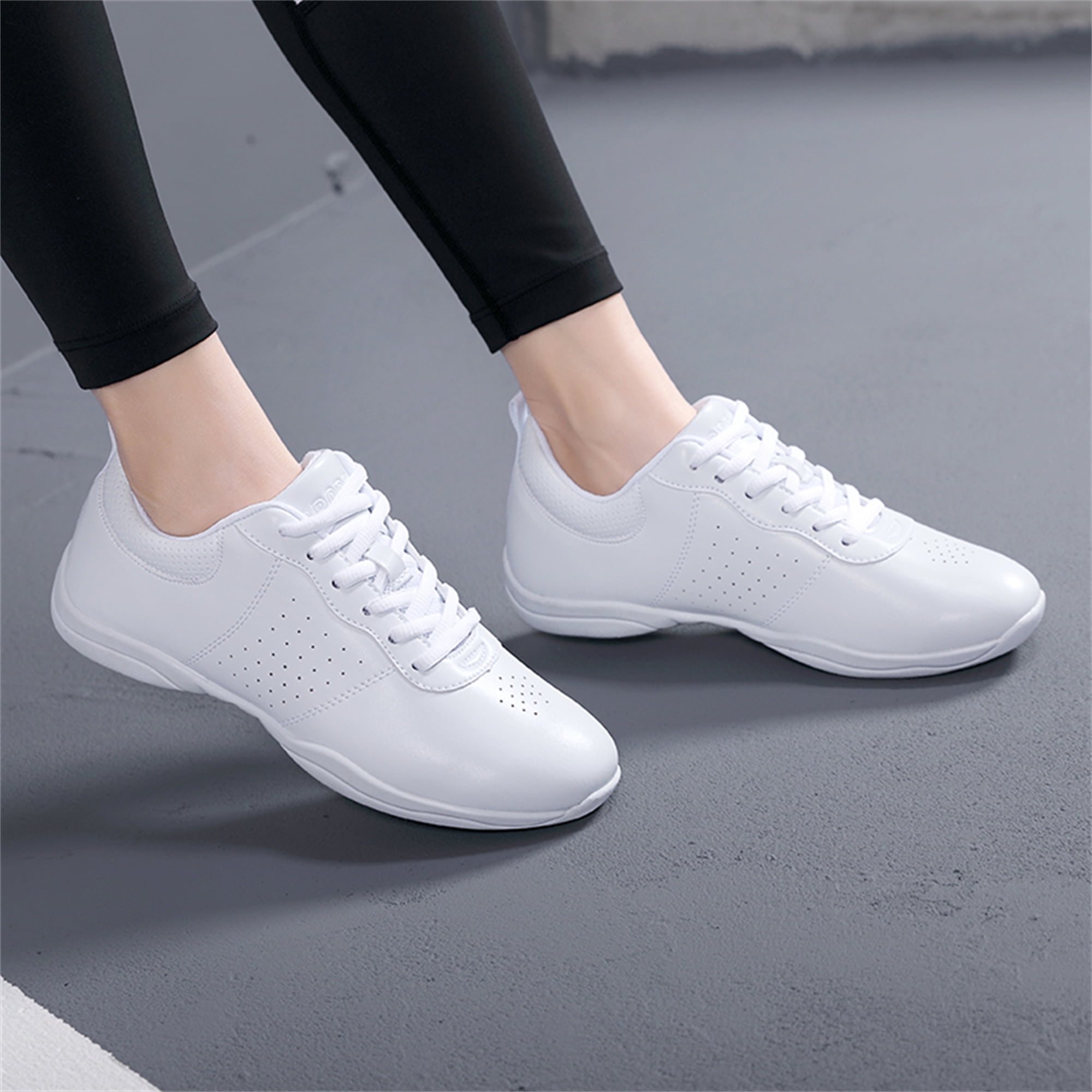 YOURDIARY Cheer Shoes for Women White Cheerleading Athletic Dance Shoes Flats Girls Walking Sneakers