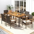 thumbnail image 5 of Costway 63” Outdoor Dining Table with Acacia Wood Slatted Tabletop, 1.97” Umbrella Hole, 5 of 10