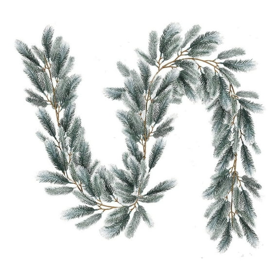 Deeceymbur 75 Inch White Christmas Rattan Garland with Soft Rubber Needles for Door Wall Hanging Festive Decor