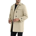 thumbnail image 4 of INSPIRE CHIC Trench Coat for Men's Notch Lapel Double Breasted Windbreaker Long Jacket Overcoat XS Khaki, 4 of 6