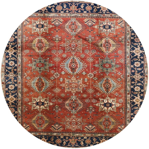 Ahgly Company Indoor Round Mid-Century Modern Light Copper Gold Oriental Area Rugs, 3' Round