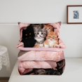 thumbnail image 5 of Manfei Cute Kitten Full Size Comforter Sets, Pet Animal Bedding Comforter Set, Pink, Pink Reversible, 3pcs, 1 Comforter and 2 Pillowcases, 5 of 7