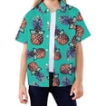 thumbnail image 4 of MIASHUI Chemise Imprimée à Manches Courtes Stylée pour Garçons, Décontractée et Confortable, Tenue de Plage pour Enfants, Vacances, Fête, Vert, 10-11 Ans, 4 of 5