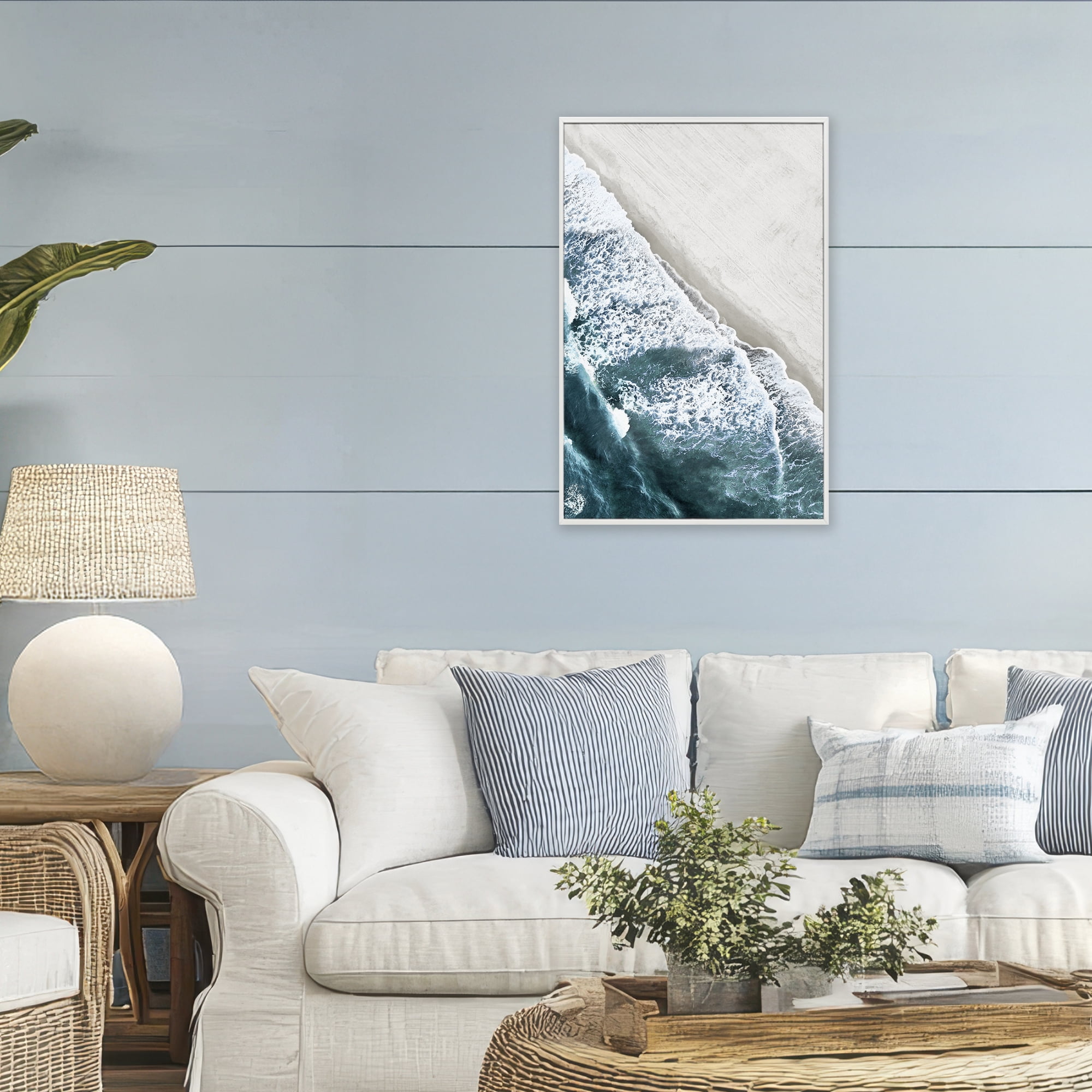 Stupell Industries Corolla Beach Breezy Shoreline White Framed Giclee Art, design by Natalie Carpentieri