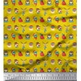 thumbnail image 1 of Soimoi Yellow Velvet Fabric Animal Face,Cap & Muffler Winter Theme Decor Fabric Printed Yard 58 Inch Wide, 1 of 1