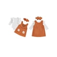 thumbnail image 2 of Loicainy Infant Baby Girl Halloween Clothes Set 3 6 12 18 Months Solid Long Sleeve Romper Ghost Embroidery Overall Dress Headband 3 Pcs Outfits, 2 of 9