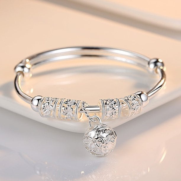 LOHOME Fashion Bracelets Silver/Rose Gold Tone Diamond Flower Charm Open Cuff Bangle for Womens
