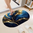 thumbnail image 2 of Blue and Gold Marble Texture Super Absorbent Quick-Drying Bathroom Mat Rug, Rubber Non-Slip Bottoms, Easy to Clean,Ultra Thin Bathroom Rugs Fit Under Door and Bathtub(20×31Inch), 2 of 6