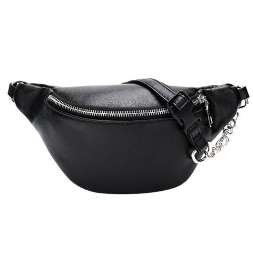 ITFABS Women Chain Leather Waist Bag Fanny Pack PU Shoulder Messenger Packs