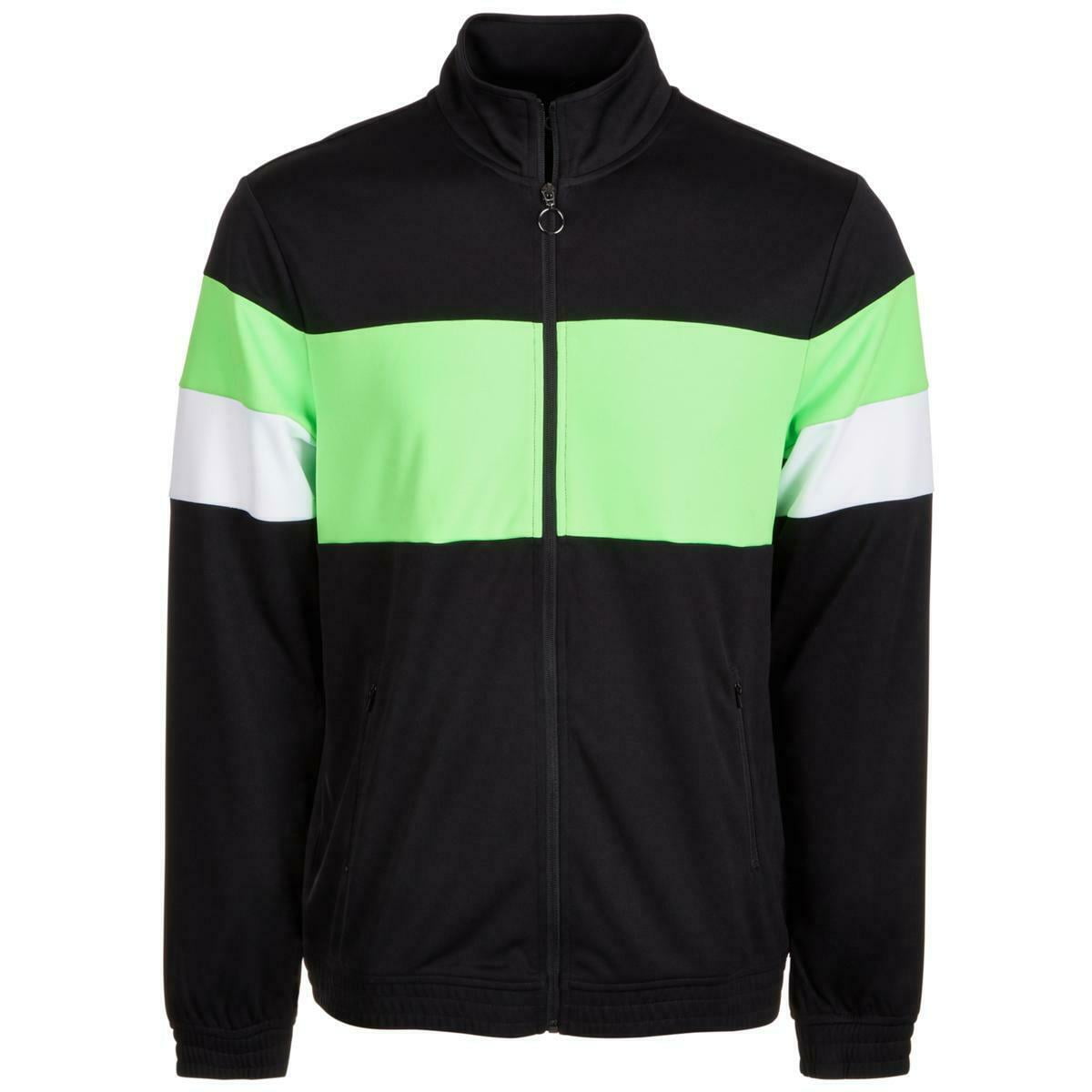 Ideology Mens Jacket Green Large Colorblock Track Full Zip L