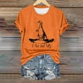 thumbnail image 2 of HCURIBAD T Shirts for Women, Graphic Tees Women's Halloween Print Crew Neck T-Shirt, Funny T-shirts, Womens Casual Tops, Sale Orange 4XL, 2 of 4