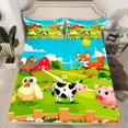 thumbnail image 2 of jejeloiu Cute Daisy Farm Animals Bed Sheets,Kawaii Chicken Cow Pig King Sheets For Girls Boys 4 Pieces, 2 of 7