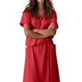 thumbnail image 3 of Jaimenalin Summer Skirt Set Women 2 Piece Outfits Short Sleeve Top Elastic Waist Maxi Dress Sets with Pockets Red M, 3 of 8