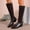 Coffee, variant on Bnwani Low Heel Boots Women Winter Fashion Pointed Zipper Thick Chunky High Knee-High Casual Solid Boot Black Size 5.5
